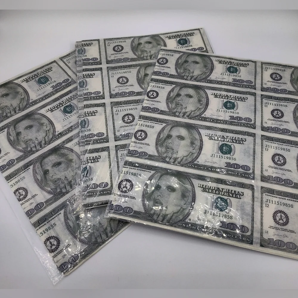 Jeffree Star Money Print Tissue Paper Set of Three (3) Sheets 29.5 x 19.8 Rare